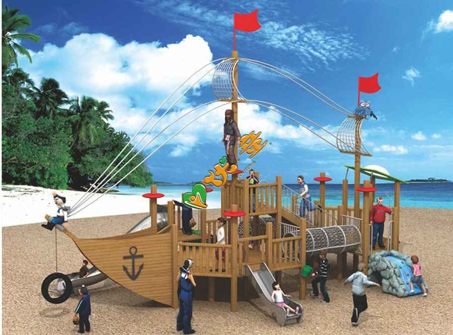 大型户外海盗船组合滑梯