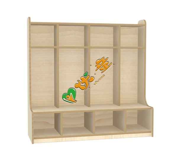 幼儿园家具桦木衣帽柜 